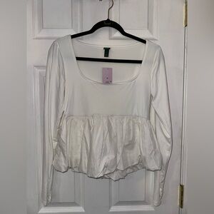 NWT Elegant White Peplum Top (M)